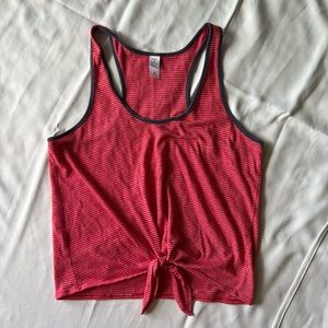 EUC Women’s Alternative tank top size medium. Red, White strips with Blue trim